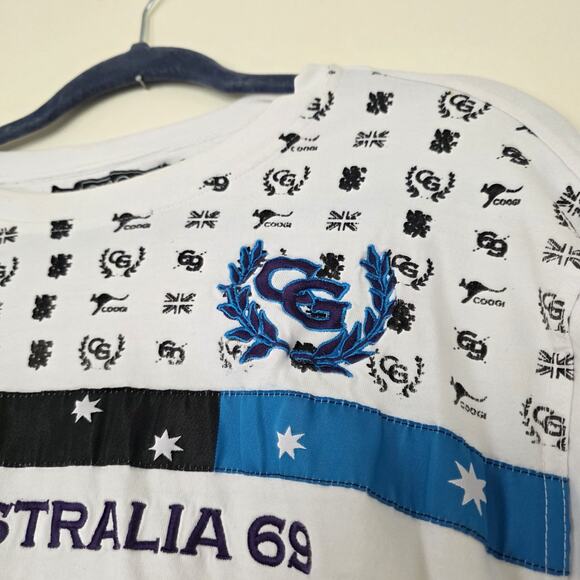 Vtg Y2K Coogi TShirt Mens XL White Blue Embroidered 90s Streetwear 2000s - Picture 3 of 10